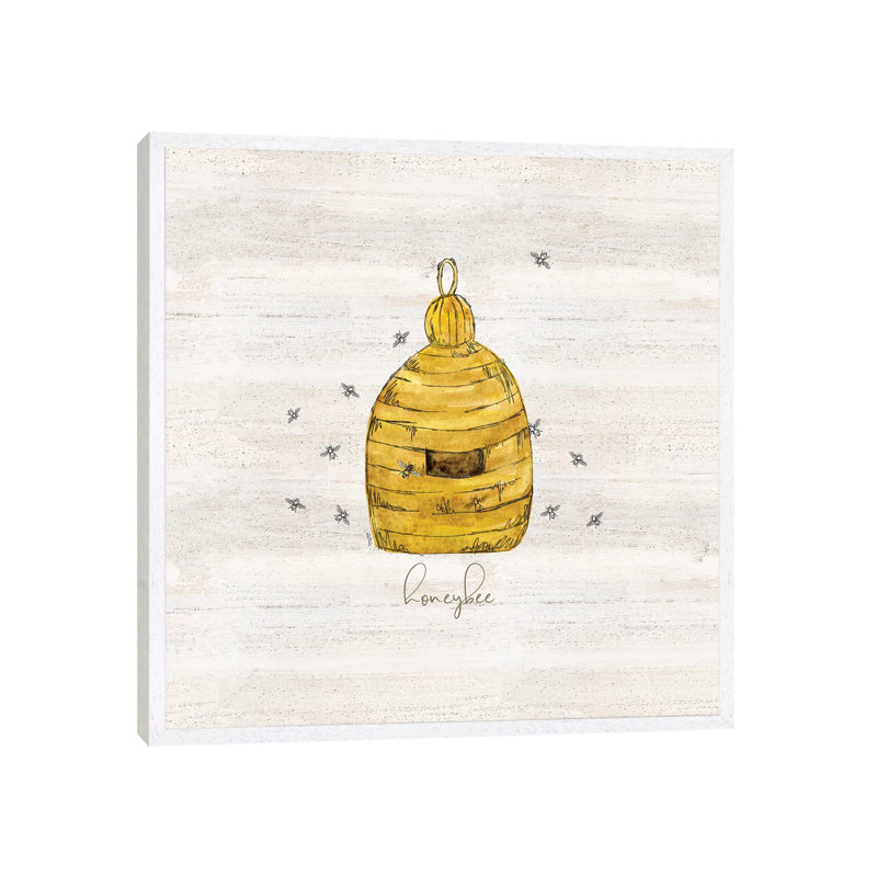 Bee's Life VI-Honeybee by Tara Reed - Painting on Canvas, 66.04cm H x 66.04cm W x 3.81cm D, White Framed