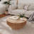 31.5" Modern Round Coffee Table With Storage Solid Wood Veneered Coffee Table Accent Tea Table-1452732521