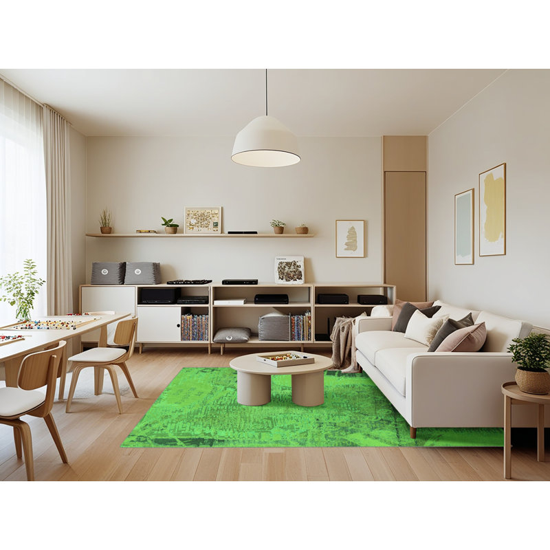 Washable Abstract Indoor Rug, Rectangle 7' x 9'