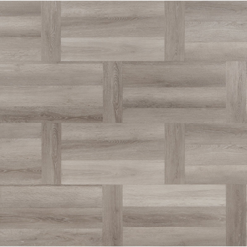 Carreau de vinyle de luxe chic 20 po 12 po x 24 po Chic Parquet, Gris