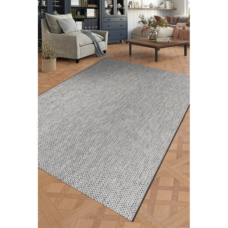 Tapis blanc en polyester antidérapant Hockaday facile à nettoyer, 2,6 pi x 8 pi