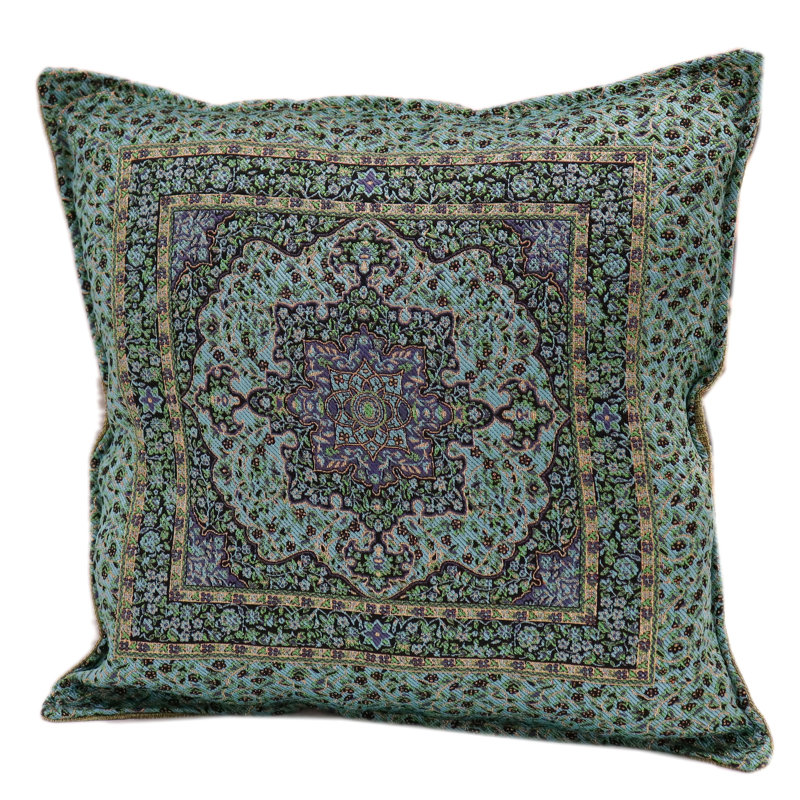 Southwestern Pillows Tassels Chenille Reversible Throw Pillow, Green/Gold