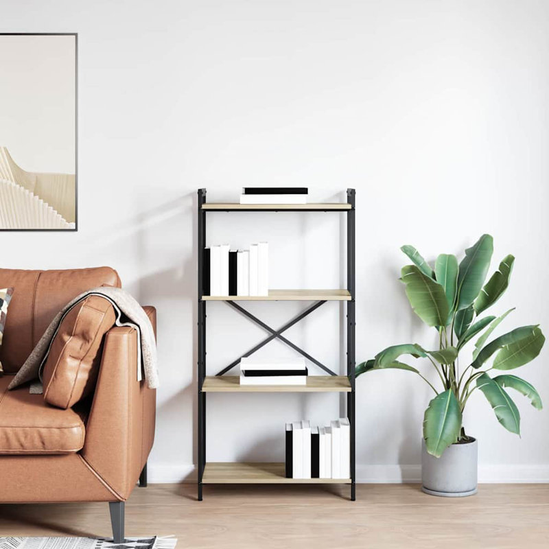Steel Bookcase, (4 Shelves) 118cm H x 60cm W x 30cm D, Beige