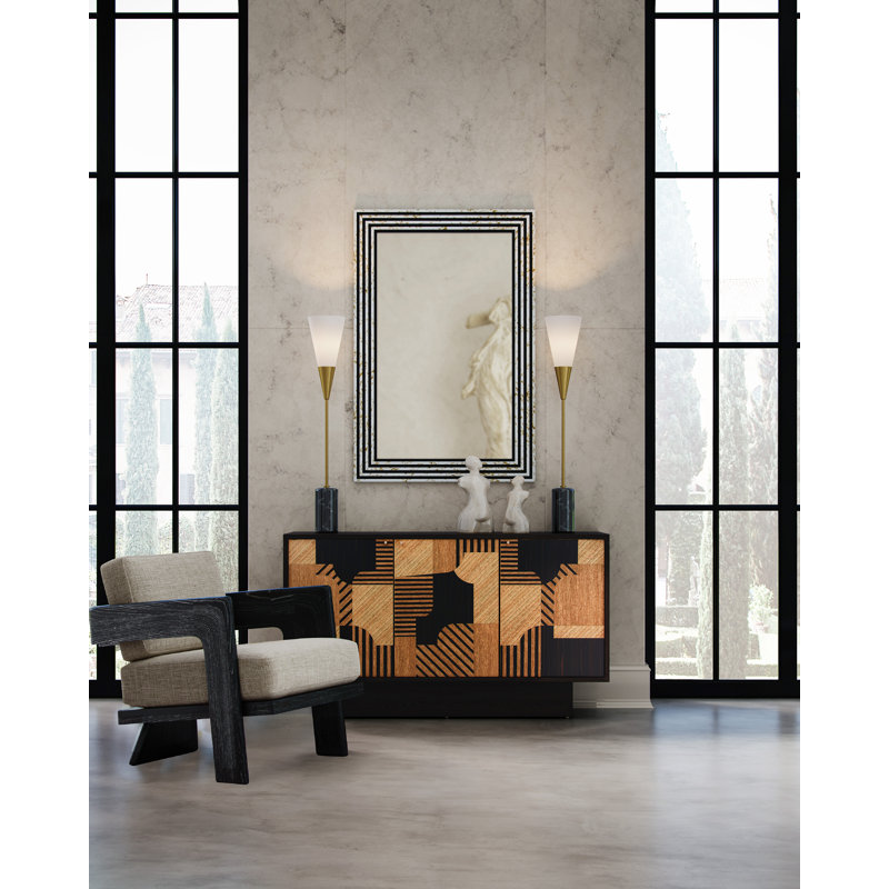 Martini Torchiere Table Lamp, Black Marble