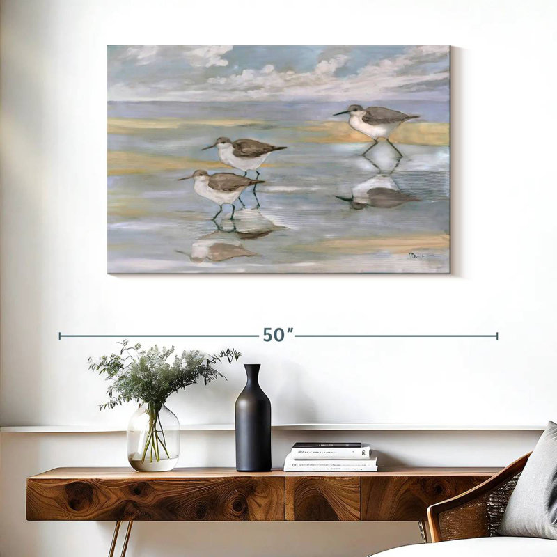 Sunlight Reflections Three Sandpipers, 26" H x 39" W