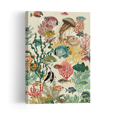 Colorful Marine Life Colorful Vibrant Jellyfish Crab Fish Nature Ocean Wall Art Print