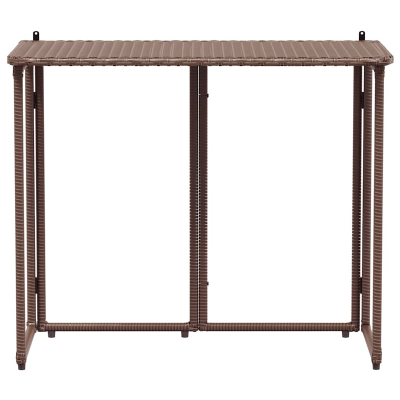 Folding Garden Table 90X51x75 Cm Poly Rattan, Brown