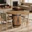 Table de salle à manger ronde de style campagnard de 100 cm (39,37 po), table de cuisine rustique avec pied central en forme de tonneau pouvant accueillir jusqu'à 4 personnes