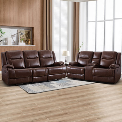 2-Piece Genuine Leather Reclining Living Room Set