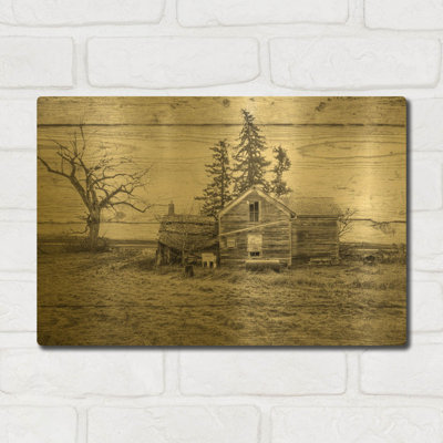 'Lost Farmstead On The Prairie 007' By Gordon Semmens Gold Metal Wall Art, 16" x 12"