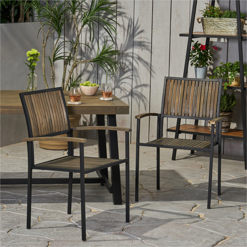 Chaise en bois et métal Bridget, ensemble de 2