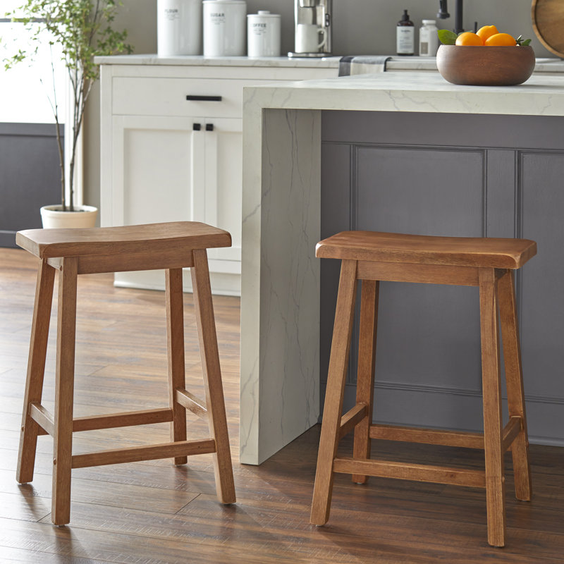 Prentiss Solid Wood Counter Stool, Counter Stool (24" Seat Height), Driftwood
