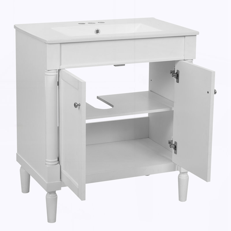 Meuble-lavabo 30 po avec lavabo en céramique, White