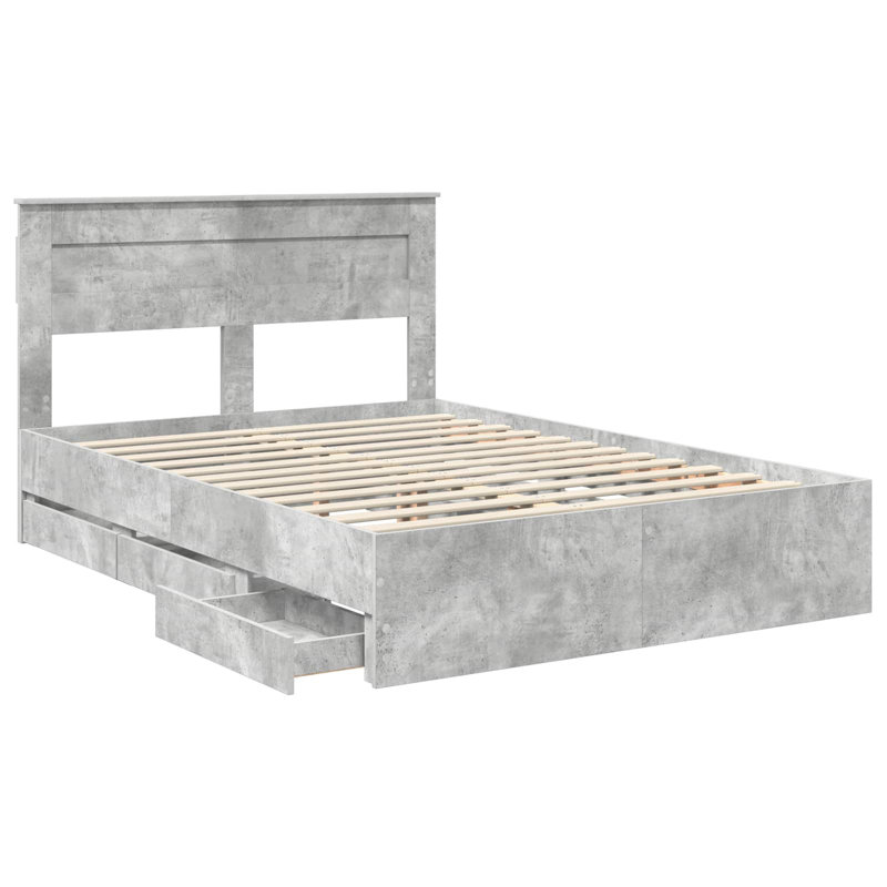Bed, European Double (140 x 200 cm), Concrete Grey
