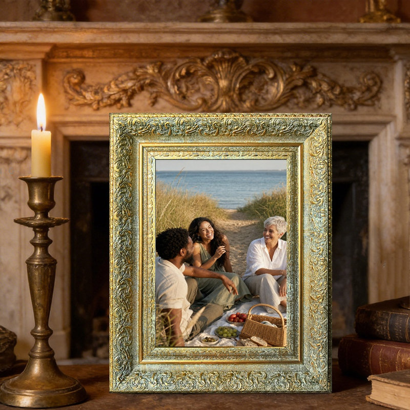 Cadre photo décoratif antique en or 1pc pour photos 5 "x 7" et présentation de photos de mariage