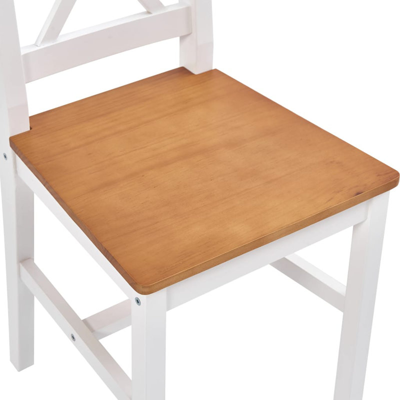 McMahon Solid Wood Dining Set, Brown/White, H73 x L140 x W70cm