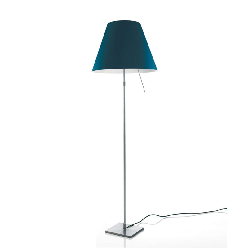 Costanza Floor Lamp with On/Off Switch, Silver, Petroleum Blue