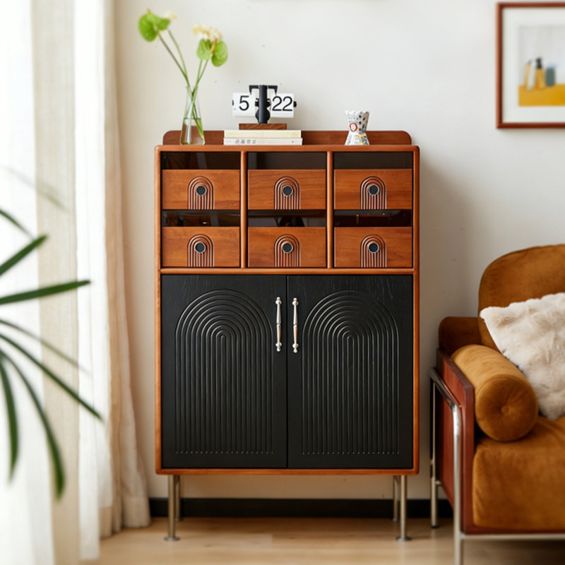 Armoire d'appoint 48,82 "Mid-Century, meuble télé avec tiroirs, armoire à porte arquée rétro pour rangement