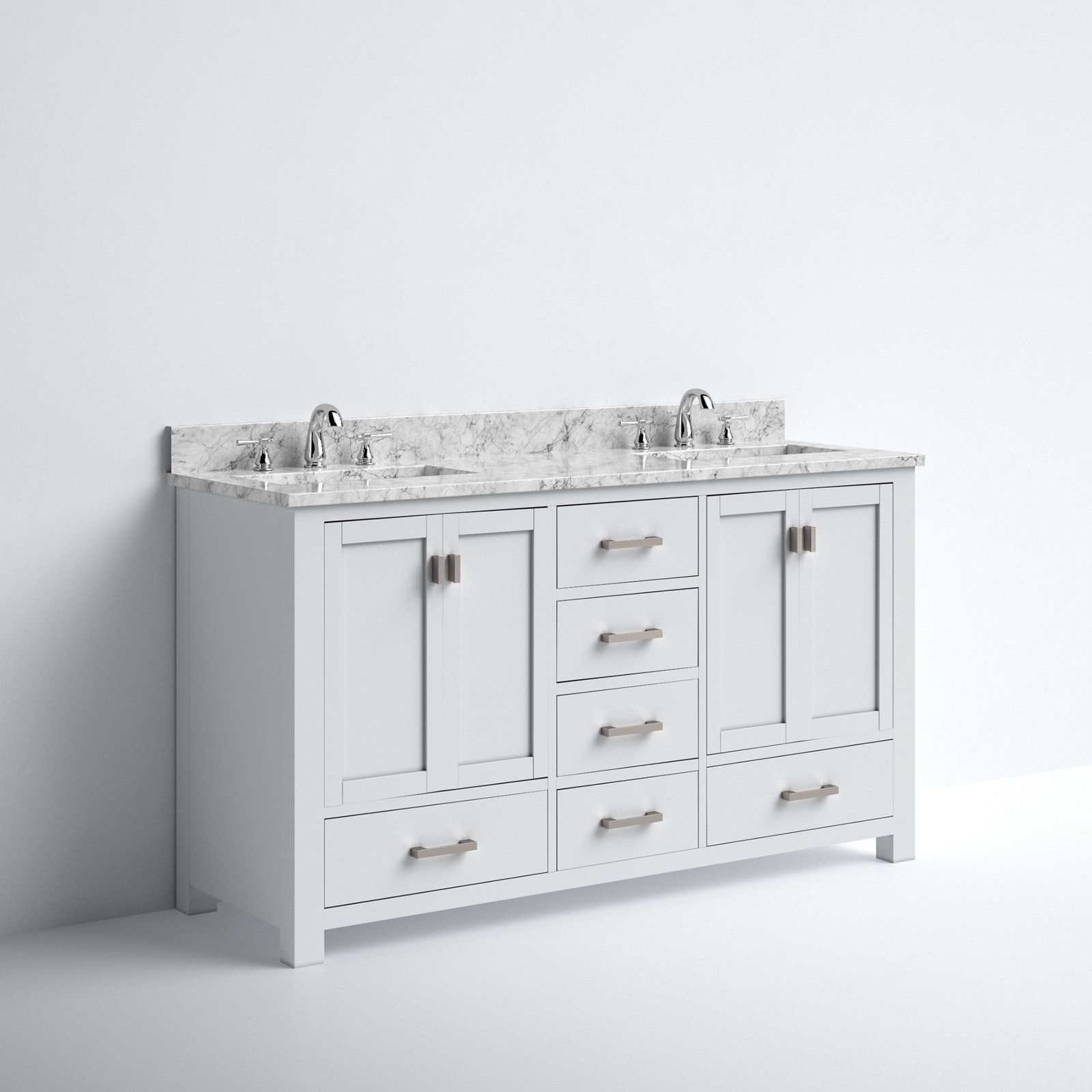 Souther 60'' Double Bathroom Vanity Base, White