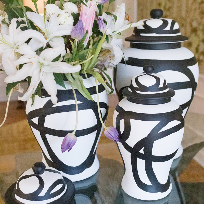 Arame Hand-Painted Ceramic Ginger Jar, 15" H x 8" W x 8" D