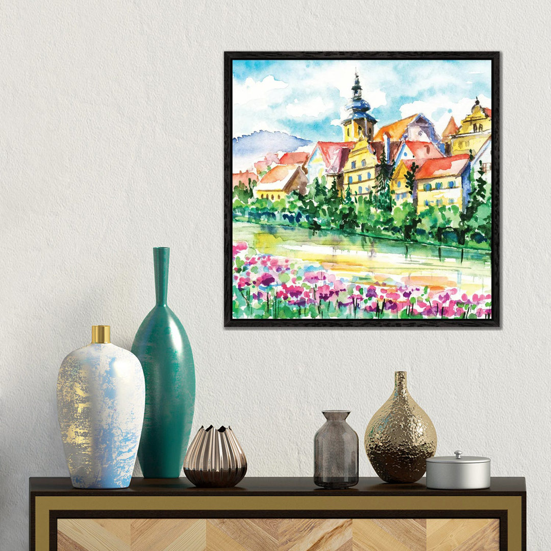 Kleinstadt von DeepGreen - Galerie-verpackte Leinwand Giclée auf Leinwand