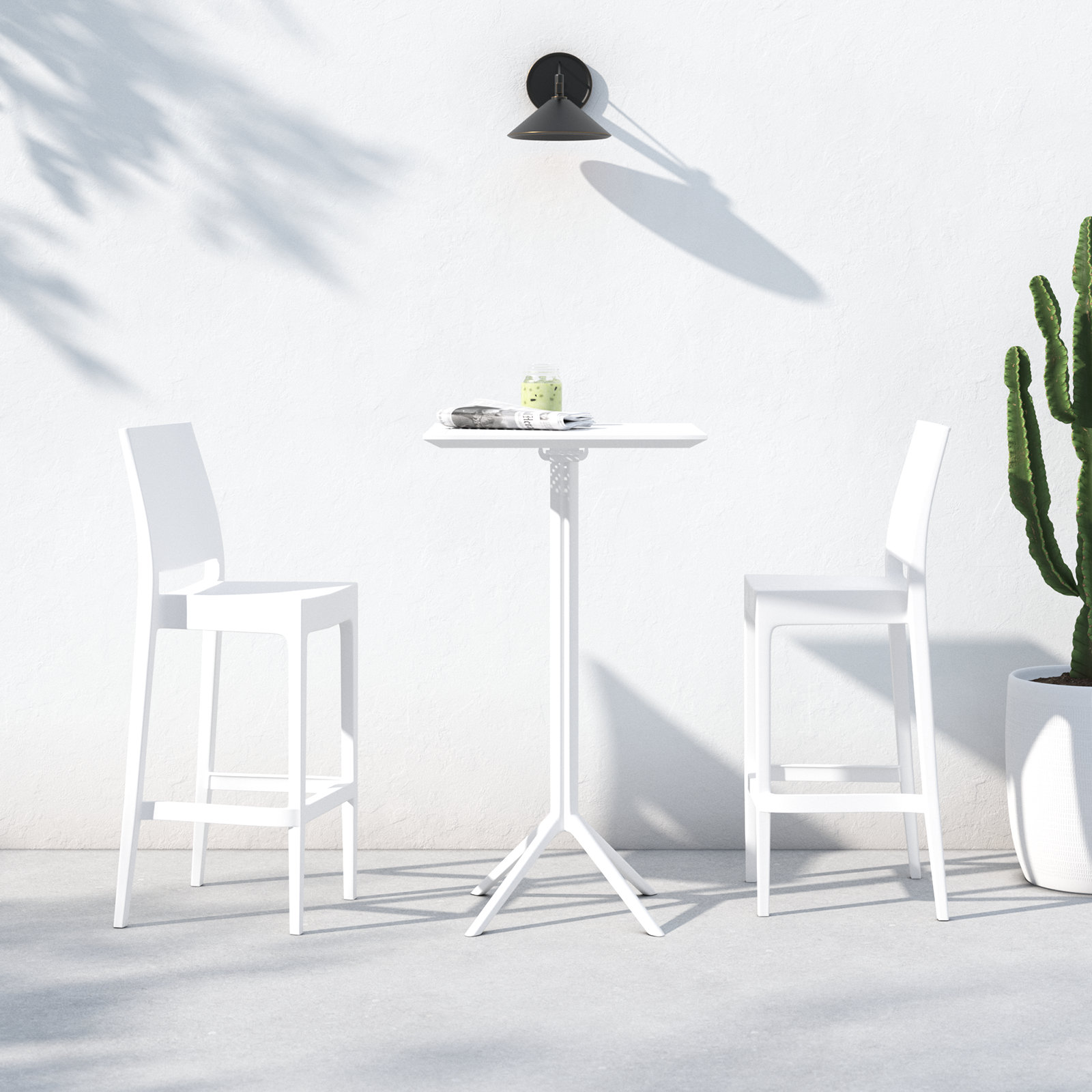 Farrah 24" Patio Dining Set, White