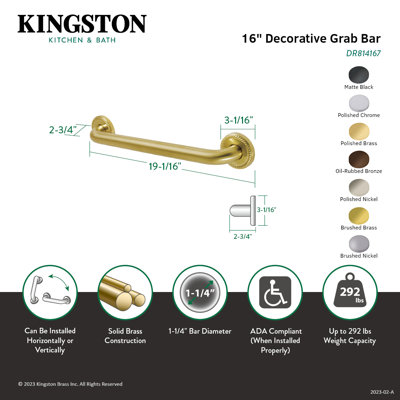 Kingston Brass Laurel 1-1/4 Inch O.D Grab Bar