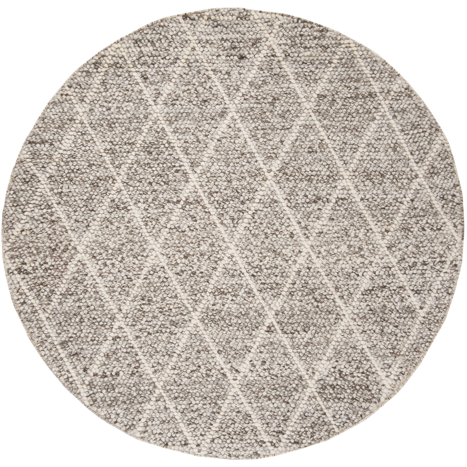 Huberty Brown Gray Hand-Woven Geometric Rug, Round 6'