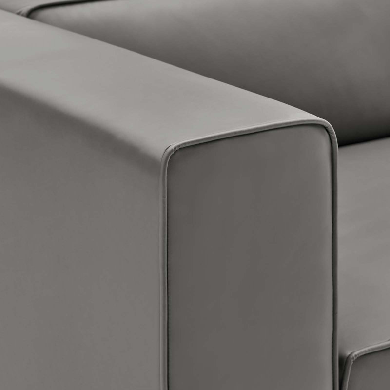 Mingle Vegan Leather 2-Piece Sectional Sofa Loveseat, Gray Faux Leather