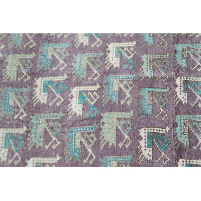 Tapis turc Oushak coloré et coloré - Accent tribal rétro pour le vestibule ou la chambre à coucher