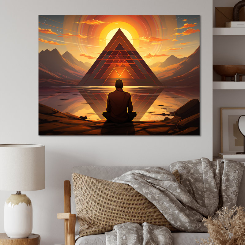 Yoga Mindfulness pratique - art mural de yoga, H 16 po x l 32 po x P 1 po, Toile tendue