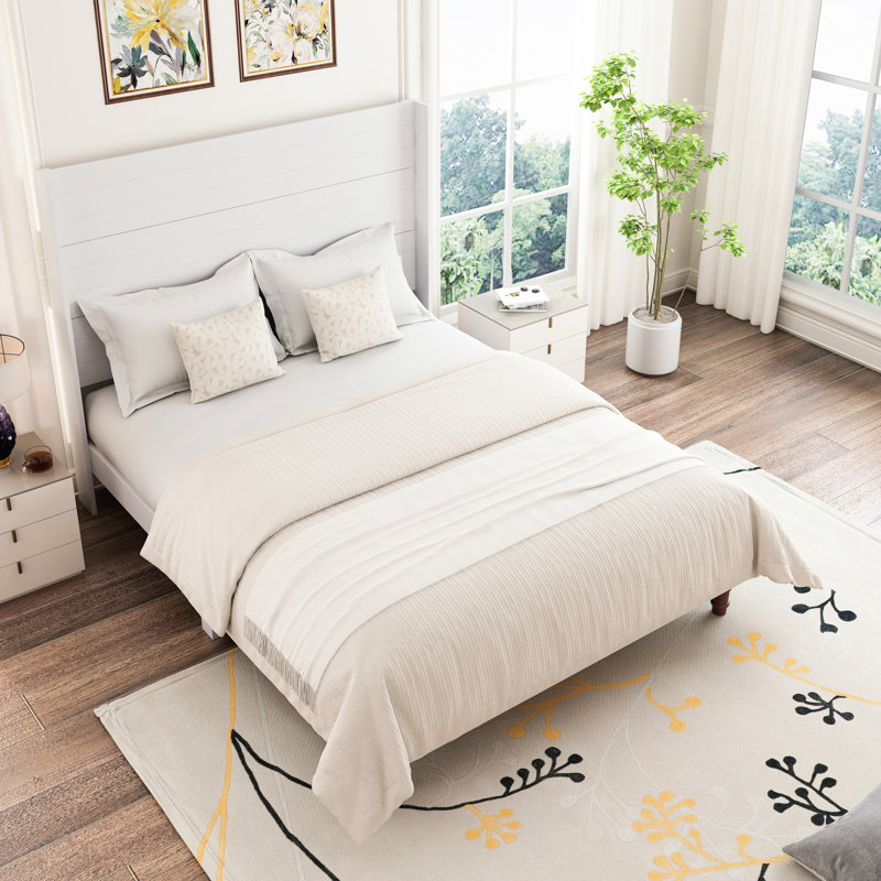 Le grand lit de tête de lit grand, de 54 po de hauteur, blanc, offre un espace de lecture serein et confortable, fabriqué en contreplaqué de qualité, en bois d'hévéa, le pin blanc offre un espace de détente confortable et