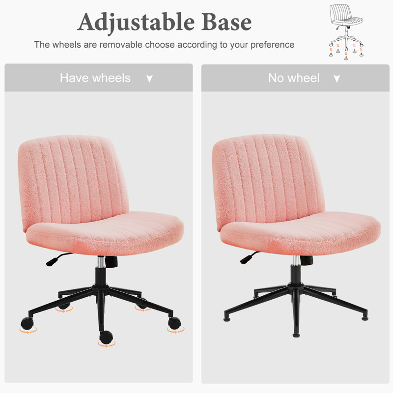 Fauteuil de bureau à accoudoirs croisés de 26 po Aguilera, Sherpa rose, Yes