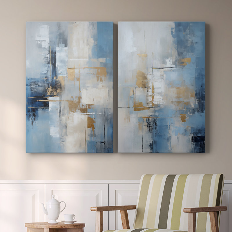 ABSTRACT Series Dxxxx - Toile tendue avec châssis de qualité supérieure - Prêt à être accroché, H 27 po x l 36 po