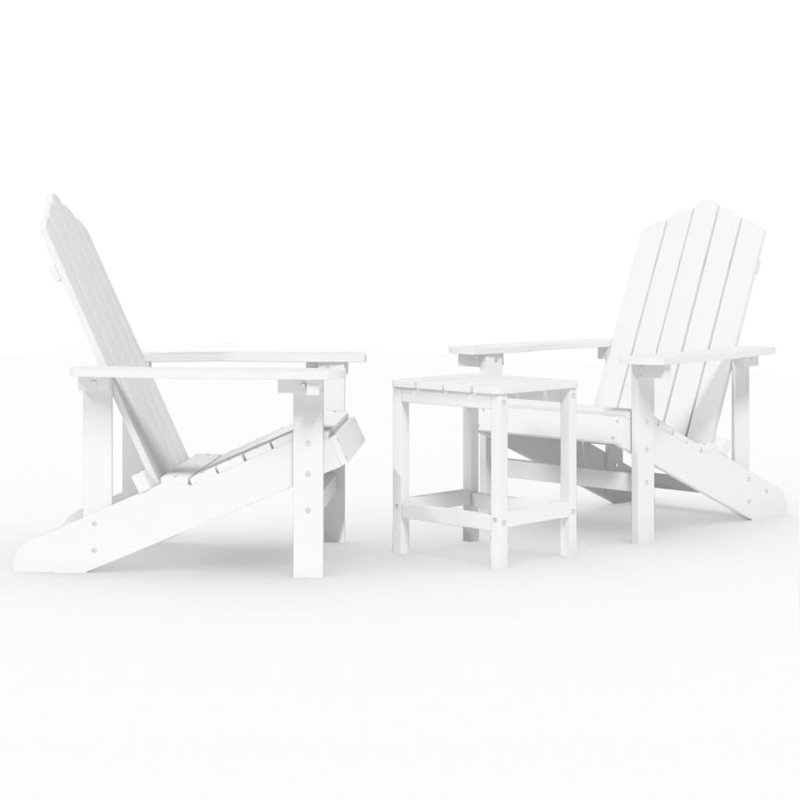 Lucerne Outdoor Adirondack Chair With Table, White