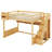 Wooden Loft Bed with Staircase, Wardrobe & Storage Shelves, Space-Saving Design with Under-Bed Area-1086342935
