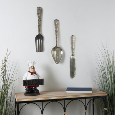 Ensemble de décorations murales en aluminium avec couteaux, cuillères et fourchettes en aluminium
