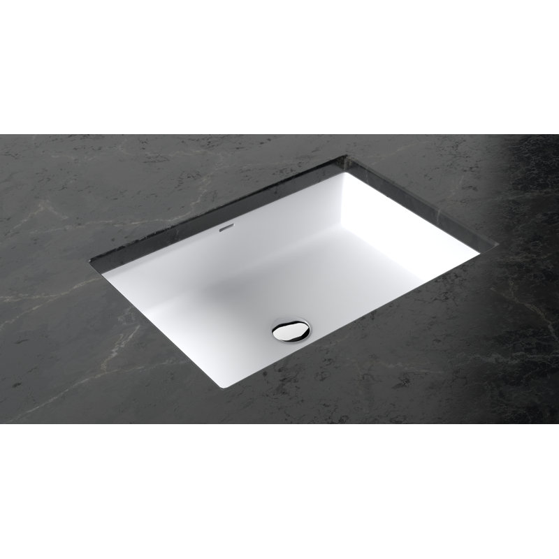 Badeloft 23.6" x 16.3" Rectangular Stone Resin Undermount Bathroom Sink with Overflow UB-05-M in Matte White, Matte White