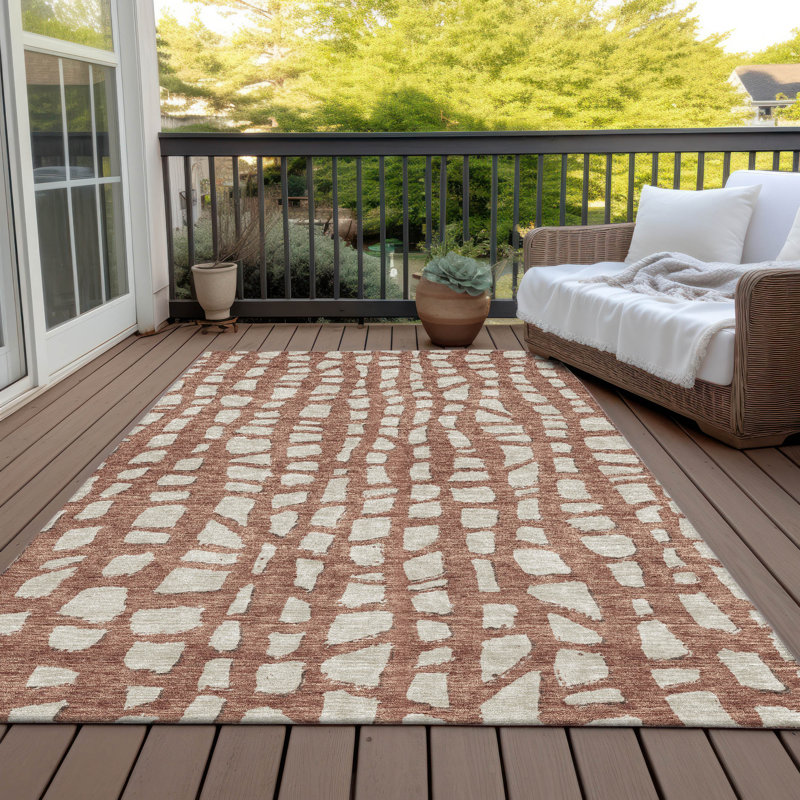 Lamanna Washable Striped Indoor / Outdoor Rug, Rectangle 9' x 12'