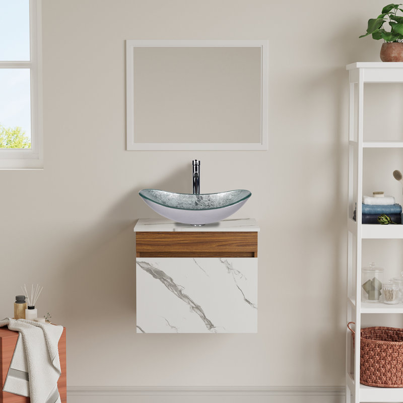 Meuble-lavabo autoportant avec lavabo, Argent argent, Chrome chrome