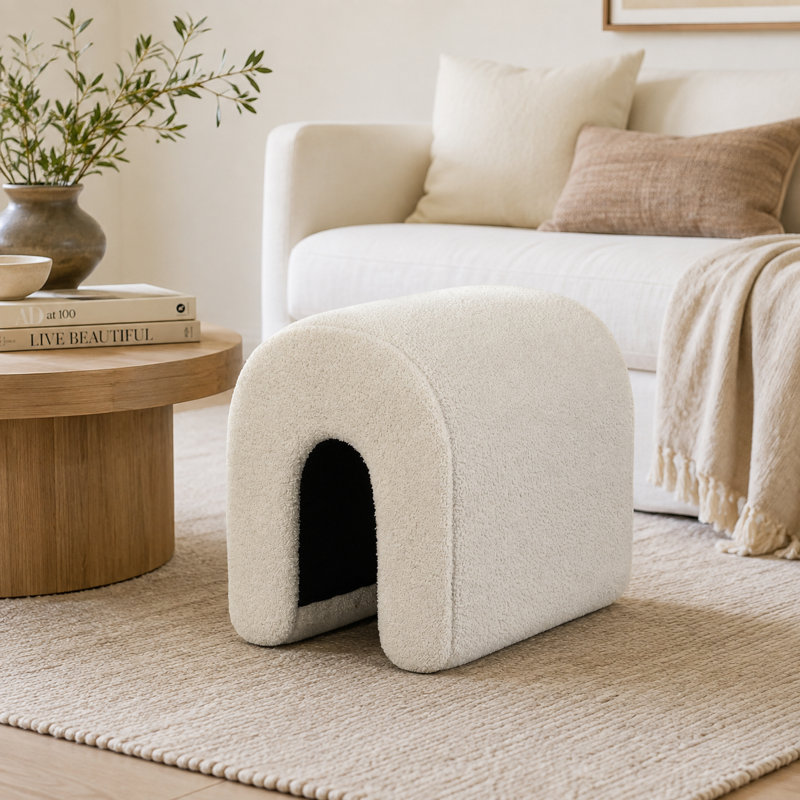 Repose-pieds 18 po, Teddy Fleece, Blanc