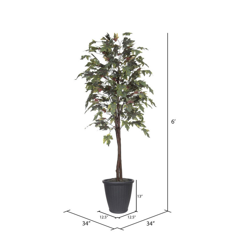 Érable artificiel en pot 72 po, gris