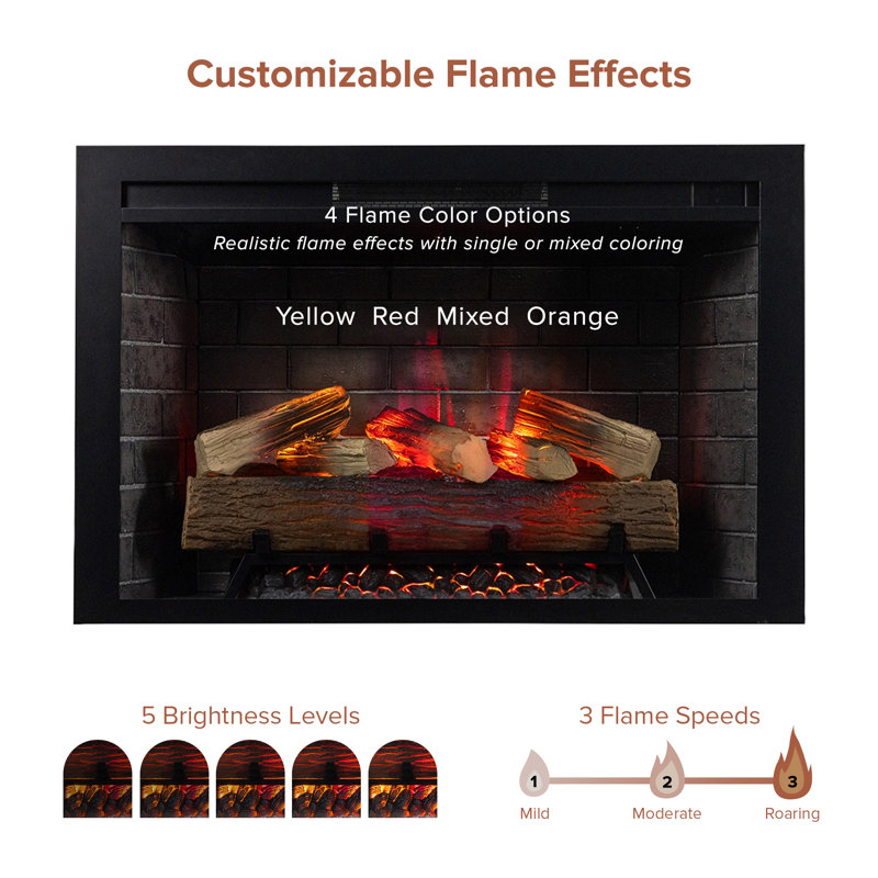 Uptown Infrared Electric Fireplace Insert Heater, Compatible with Alexa & Google Home, 24.92" H x 39.02" W x 9.41" D