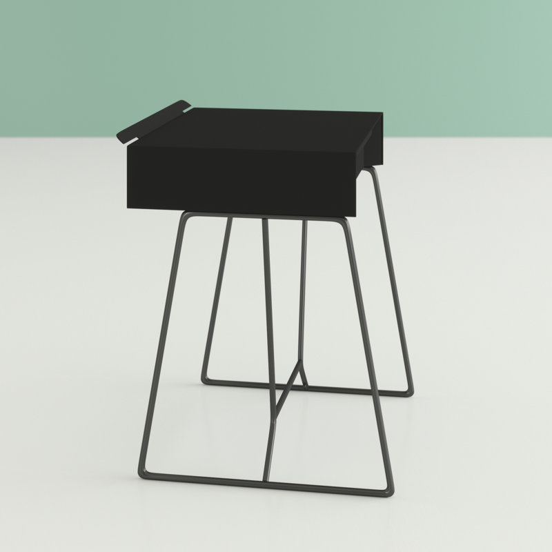 Edmonia Side Table with Storage, Black