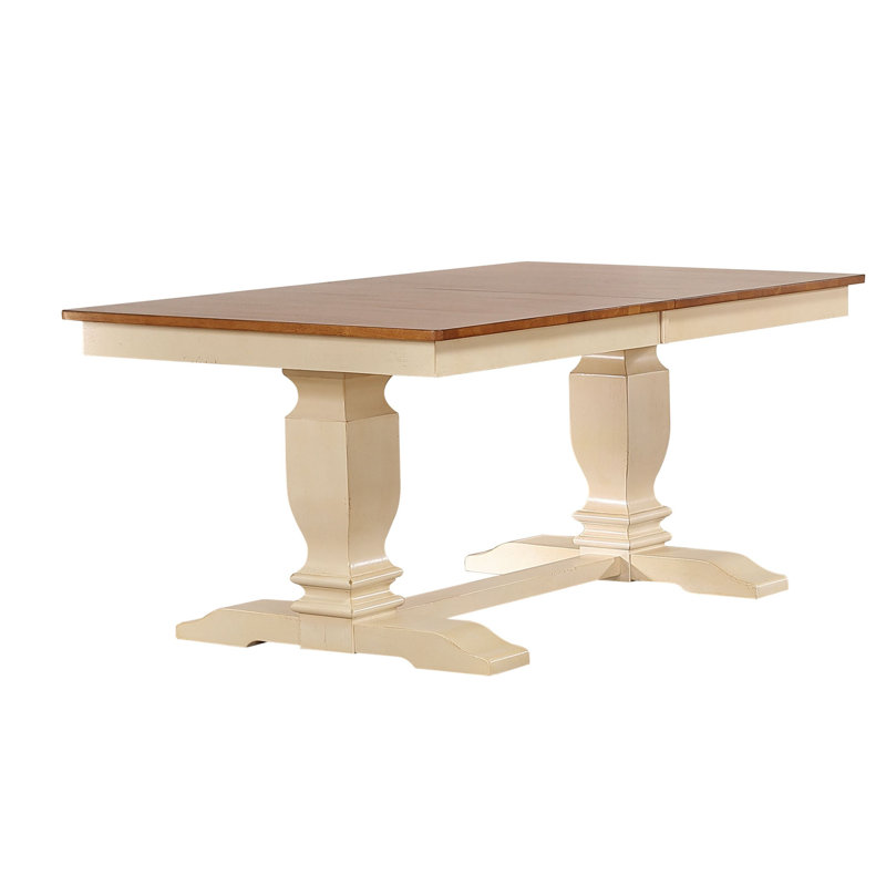 Concezio 6 - Person Rectangle Extendable Solid Wood Top Dining Table With Gear Driven 18" Takeout Leaf, Caramel, Biscotti