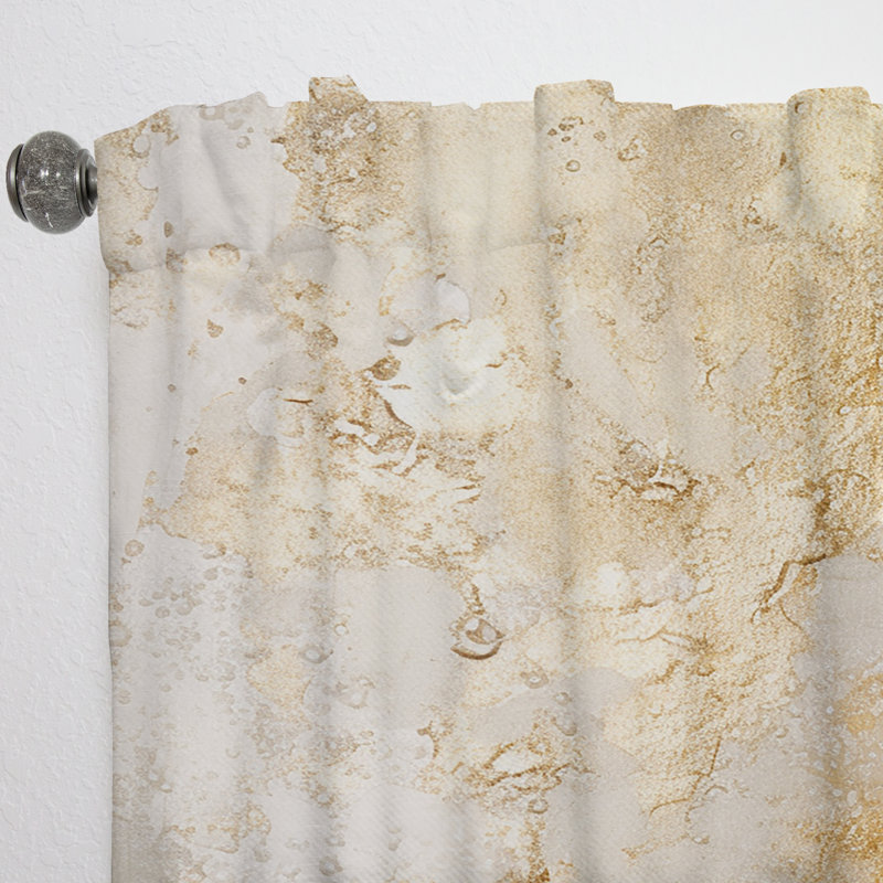 Fizzs Beige And Gold Fantasy - Modern Curtain - Velvet Room Darkening - 1 panel, 52" W x 120" L