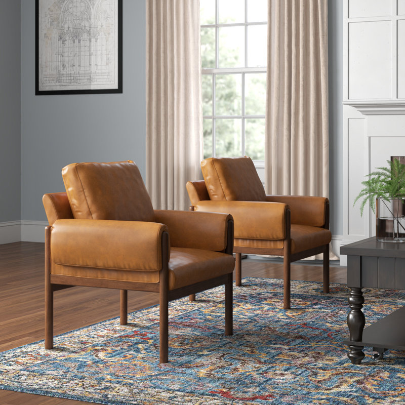 Allessa Faux Leather Armchair, Camel Vegan Leather