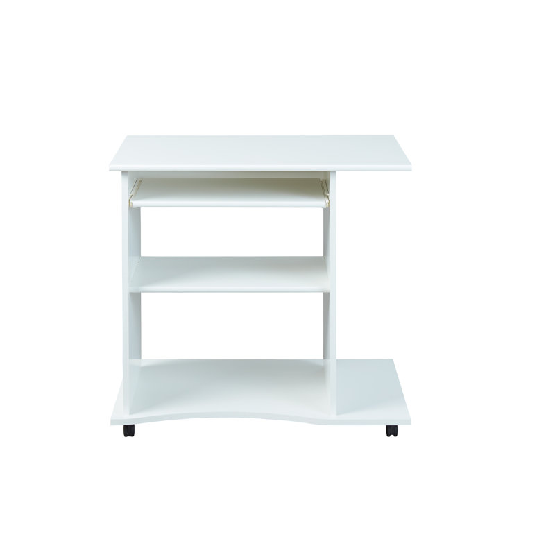 Leming Computer Desk with Keyboard Tray, White