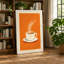 Steaming Coffee Cup Retro - Wrapped Canvas-131763742-131763750