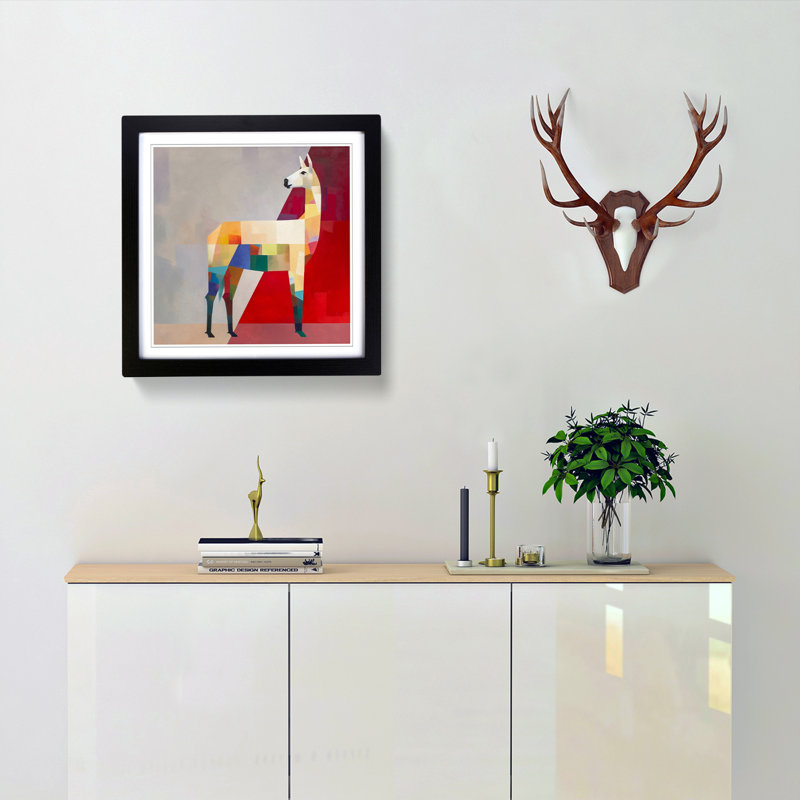 Llama Suprematism No.5 - Framed Print, Black